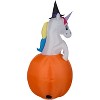 Gemmy Airblown Inflatable Unicorn w/Colorchanging Horn out of Pumpkin Scene (RGB), 5 ft Tall, Multicolored - 3 of 4