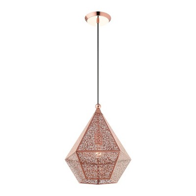 Rose Gold Filigree Metal Globe Pendant Light