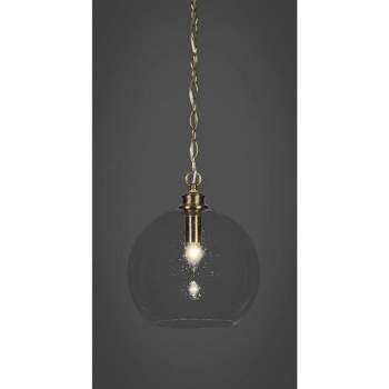 Toltec Lighting Kimbro 1 - Light Pendant in  New Aged Brass with 11.75" Clear Bubble Shade