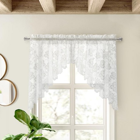 Floral And Lace Rod Pocket Tailored Valance