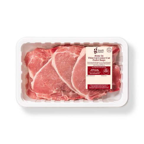 Bone In Thin Cut Center Cut Pork Chops 1 13 1 88 Lbs Price Per Lb Good Gather Target