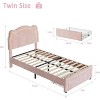 Twin Size Luxury Velvet Princess Platform Bed Frame - Smart Headboard, Built-in Storage Drawer, Wooden Slats Support,Cozy Bed for Bedroom - 2 of 4