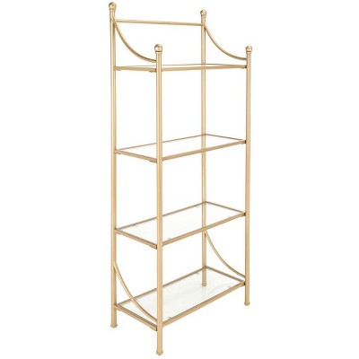 Elegant Diana 4-Tier Gold Metal & Tempered Glass Etagere