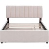 Streamdale Teddy Fleece Full Size Upholstered Platform Bed with Trundle, Beige - 3 of 4