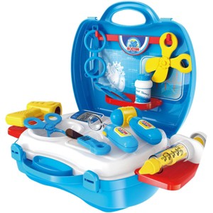 JuzToys 18pcs Doctor Playkit for Kids – Pretend Play Doctor Kit for Kids, Toy Medical Kit with Case Playset – Blue - 1 of 4
