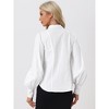 Allegra K Women's Stand Neck Pleated Lantern Long Sleeves Button Down Casual Shirt - 4 of 4