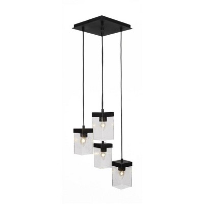 Toltec Lighting Nouvelle 4 - Light Pendant in  Espresso with 4" Square Clear Bubble Shade