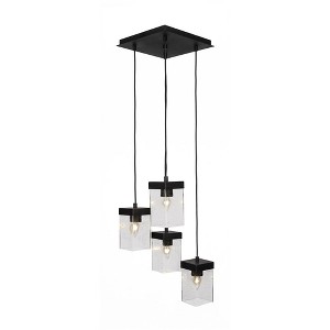 Toltec Lighting Nouvelle 4 - Light Pendant in  Espresso with 4" Square Clear Bubble Shade - 1 of 1