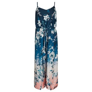 Women's Ombre Floral Split Leg Jumpsuit - APRICOT - 1 of 2