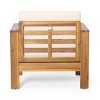 Acacia Wood Outdoor Club Chair with Water-Resistant Cushion, Slatted Back Patio Armchair for Porch or Deck-Baofuwish - 3 of 4