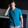 Campus Sutra Men Men's Teal Green Self-Design Creased Striped Shirt - 2 of 3