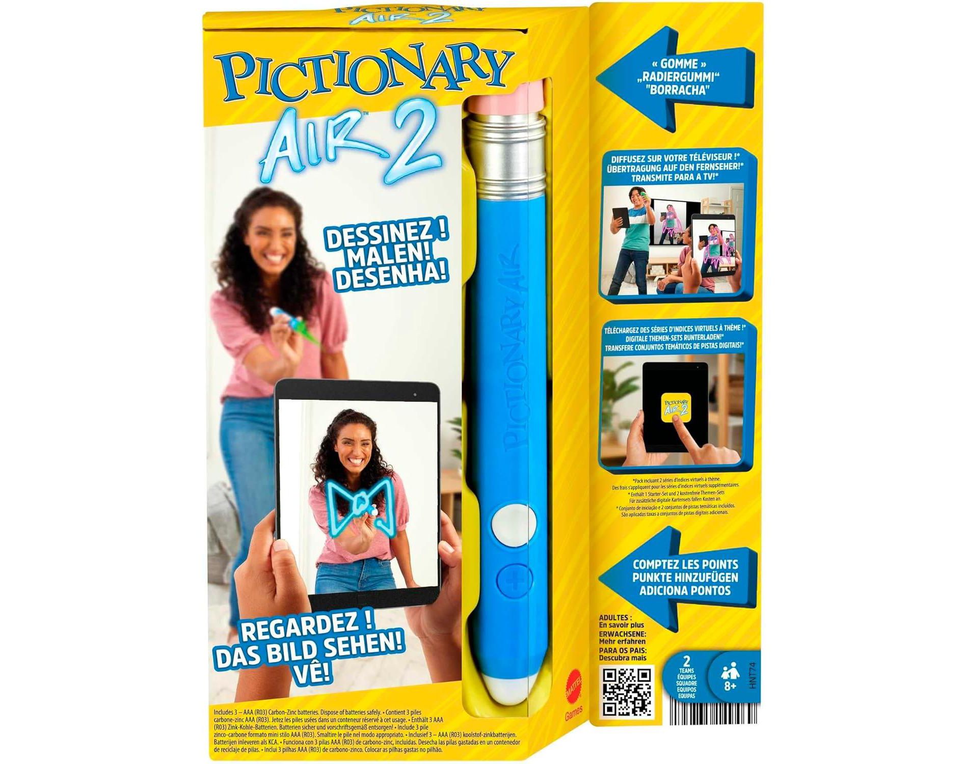 Pictionary Air 2 Game – Interactive Drawing Party Game with Light Pen, Digital Clues & App Compatibility