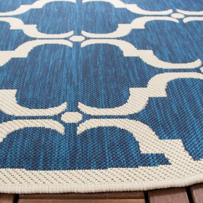 Courtyard Essence Black 59" Round Indoor/Outdoor Synthetic Rug