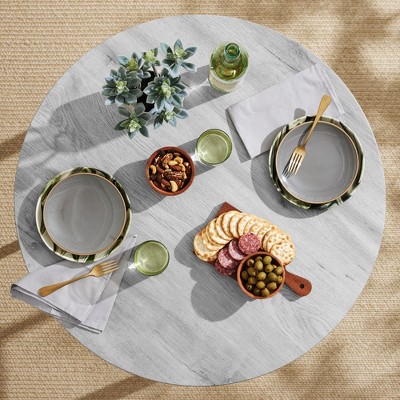 Gray Engineered Wood and Metal 3-Piece Round Dining Set