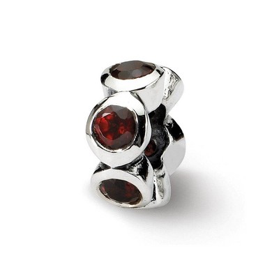 Black Bow Jewelry Sterling Silver and Red CZ, Six-Stone Bead Charm