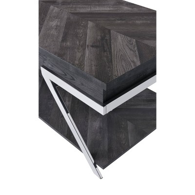 Contemporary Chrome & Dark Gray Rectangular Lift-Top Coffee Table