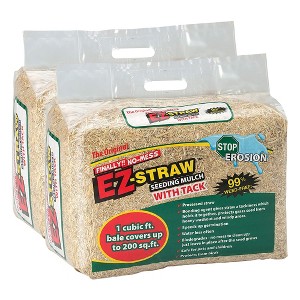 Rhino Seed EZ Straw 1 Cubic Foot Seeding Mulch Premium Processed Straw Bale with Tackifier and 200 Square Feet of Coverage (2 Pack) - 1 of 4