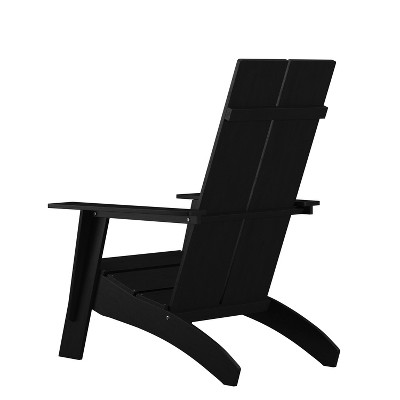 Sawyer Black Resin Adirondack Chair with Cushions