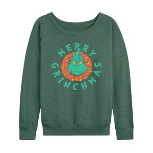 Women's - Dr. Seuss -  Lightweight French Terry Wide Neck Long Sleeve Shirt - 1 of 4