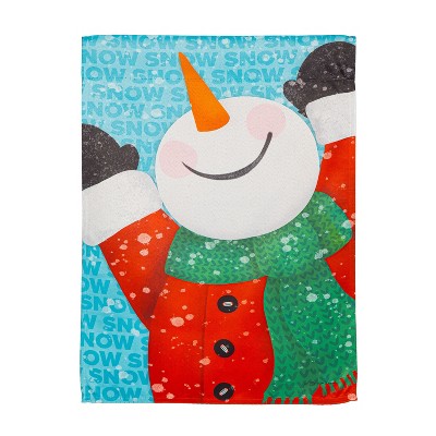 Evergreen Happy Snowman Suede Garden Flag 12 x 18 Inches Indoor Outdoor Decor