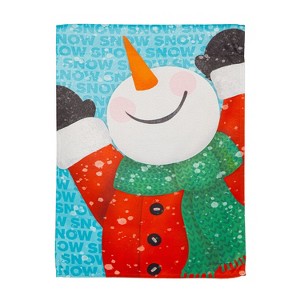 Evergreen Happy Snowman Suede Garden Flag 12 x 18 Inches Indoor Outdoor Decor - 1 of 4