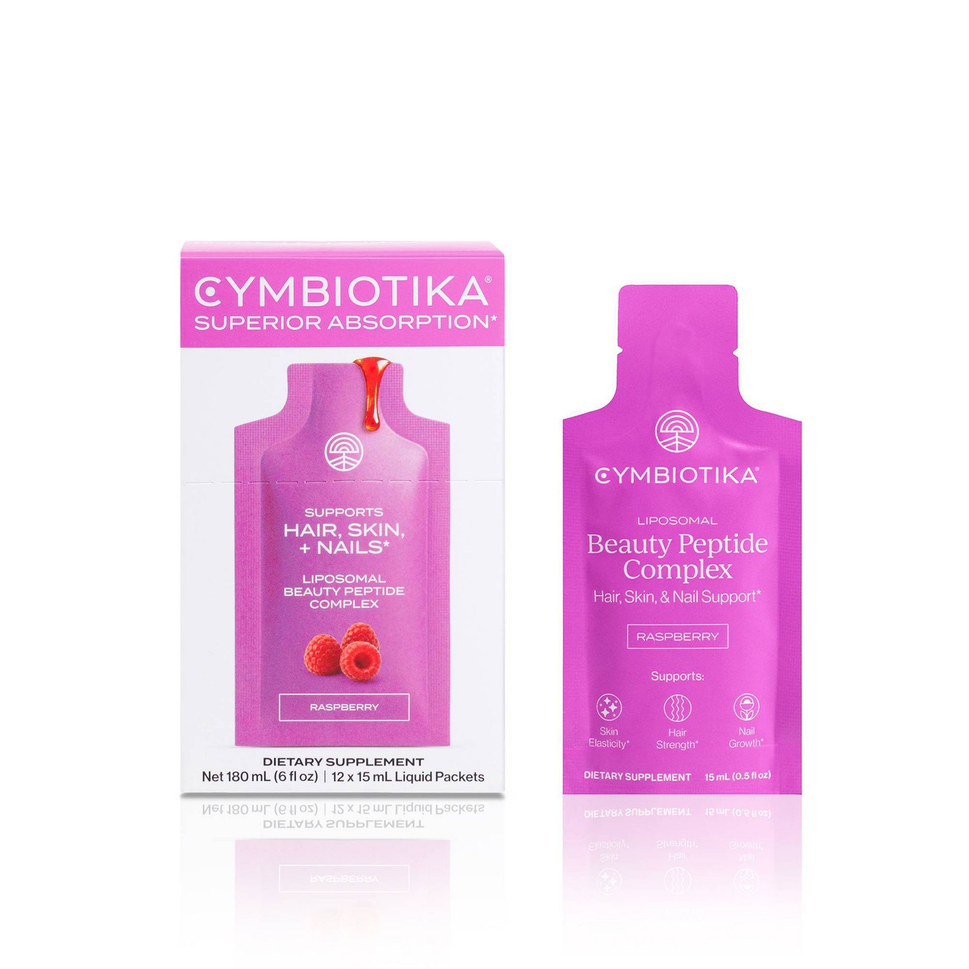 CYMBIOTIKA Premium Liposomal Beauty Peptide Complex - Liquid Enhanced Absorption Supplement - 12pk