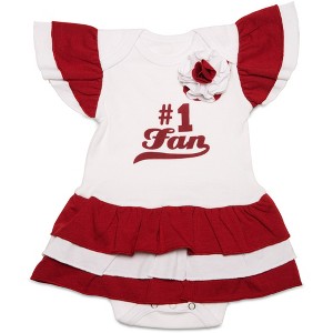 Pavilion Gift Company - Maroon & White - #1 Fan Onesie Dress 0-6 Months  - Leotards and Bodysuits - 1 of 4