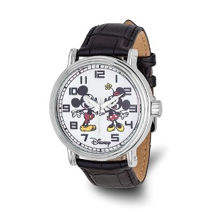 Black Bow Jewelry Disney Ladies Size Mickey & Minnie Black Leather Watch - 1 of 4