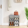 WhizMax Grey Shoe Bench for Storage,Shoe Rack with Sitting Bench,3-Tier Adjustable Shelf for Entryway Hallway Living ROM Bedrom Dormitory - 3 of 4