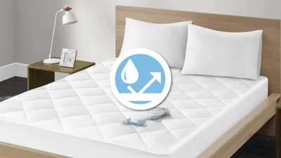 King White Cotton Sateen Waterproof Mattress Topper