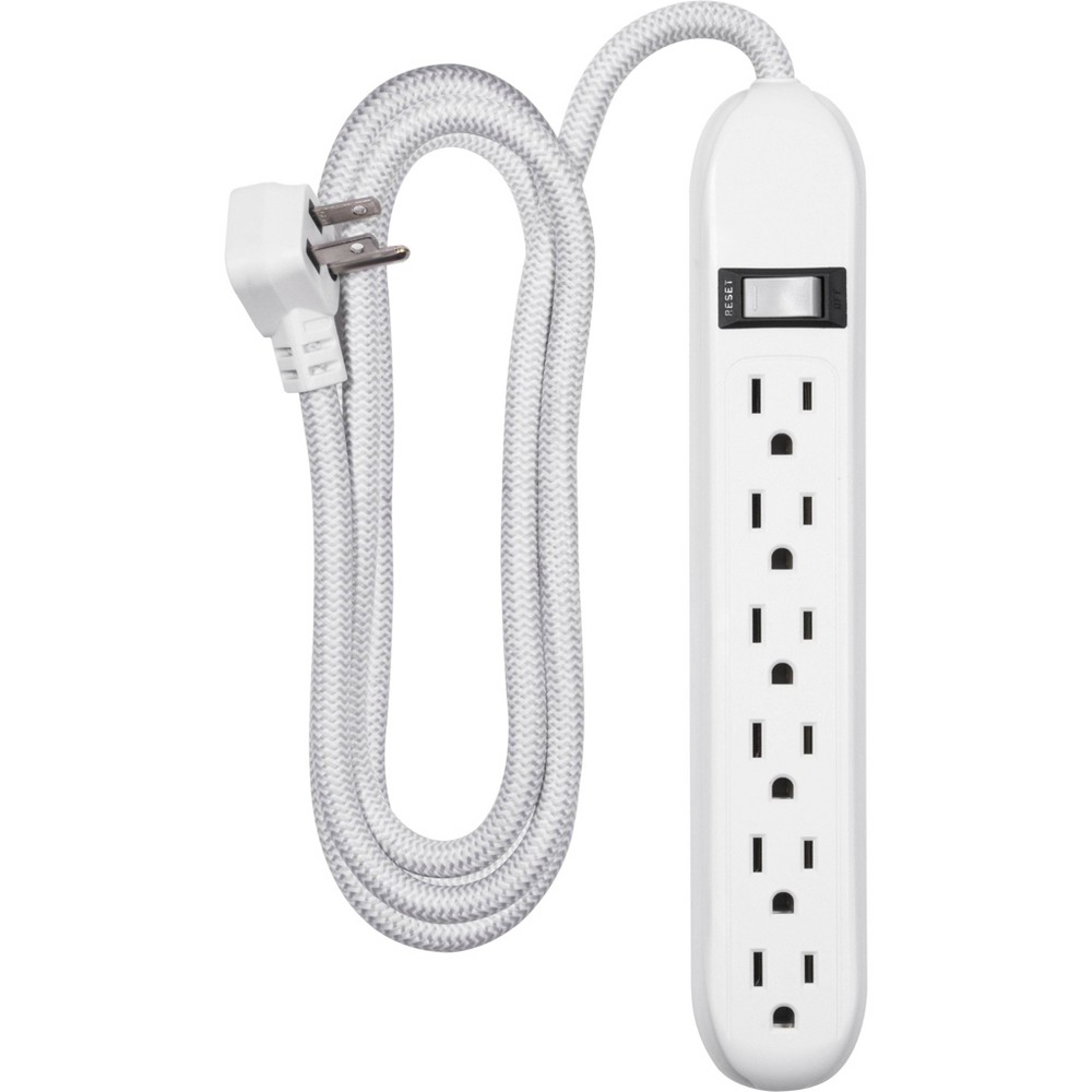 Philips 6' 6 Outlet Power Strip Braided Cord Gray/White