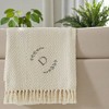 Personalization Mall Floral Wreath Embroidered Initial Afghan Throw Blanket - 2 of 4