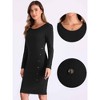 INSPIRE CHIC Women's Round Neck Long Sleeve Button Decor Ribbed Knit Sweater Dress - 2 of 4