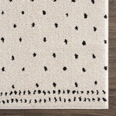 Julie Black and Cream High Pile Shag Runner Rug