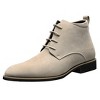 Santimon Men's Chukka Dress Boots Lace-Up Pointed Toe Velvet Leather Ankle Boots for Men Beige - 2 of 4