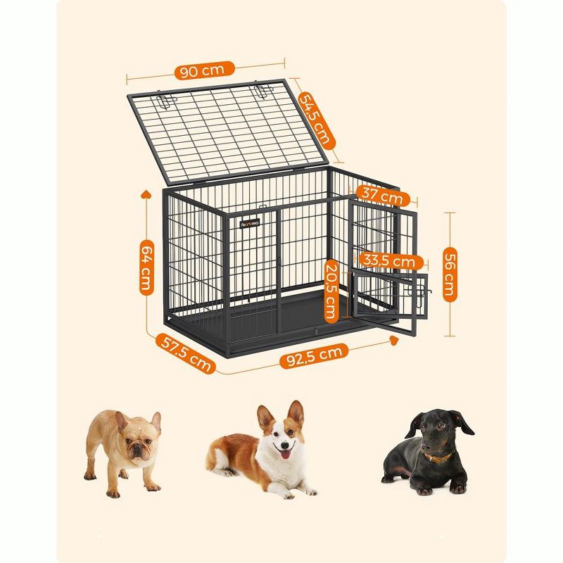 Feandrea Heavy-Duty Dog Crate, Metal Dog Kennel and Cage with Removable Tray, for Small and Medium Dogs, 4 of 9
