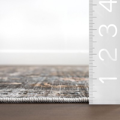 Black and Charcoal Medallion Washable Synthetic Area Rug 8' x 10'