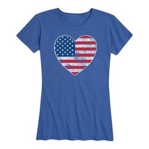 Women's - Instant Message - USA Flag Heart Short Sleeve Graphic T-Shirt - 1 of 4