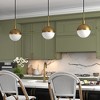 Hudson and Canal 8" Wide Small Pendant with Glass Shade Brass/White Milk: UL Listed, Adjustable Height, E26 Socket - 3 of 4