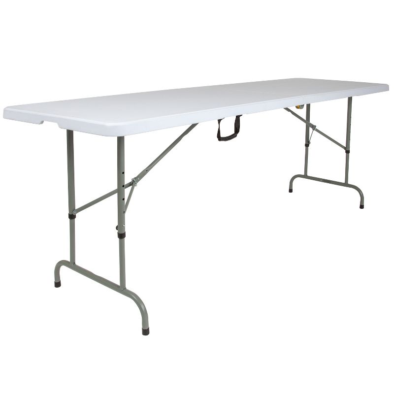 Flash Furniture 8-Foot Height Adjustable Bi-Fold Granite White Plastic Banquet and Event Folding Table with Carrying Handle, 4 of 9