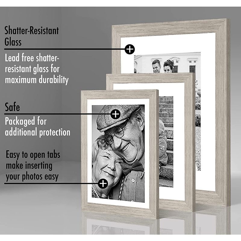 Americanflat Picture Frame Set of 7 Pieces with tempered shatter-resistant glass - Available in a variety of sizes and styles, 5 of 7