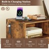 Resenkos Charging Station Nightstand,Built-In Power Outlet+Drawer, Multifunctional Sofa Side Table for Living Room/Bedroom,Rustic Brown - 2 of 4
