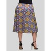 24seven Comfort Apparel Plus Size Bright Floral Print Comfortable Elastic Waist Knee Length Skirt - 3 of 4