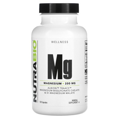 NutraBio Mg Magnesium, 120 Capsules (100 mg per Capsule)