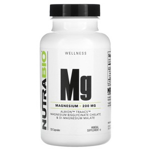 NutraBio Mg Magnesium, 120 Capsules (100 mg per Capsule) - 1 of 4