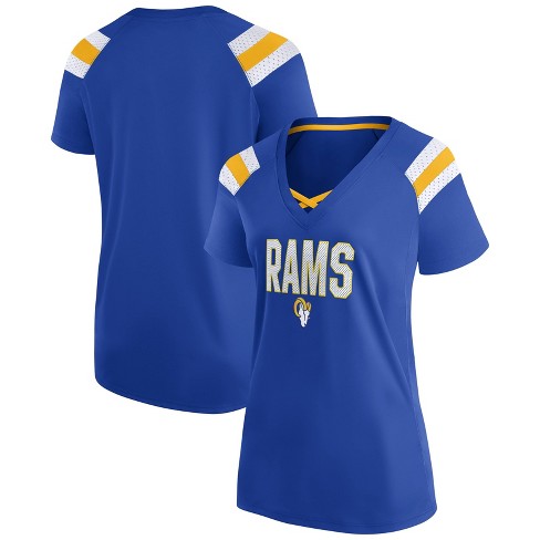 Nfl Los Angeles Rams Women's Authentic Mesh Short Sleeve Lace Up V