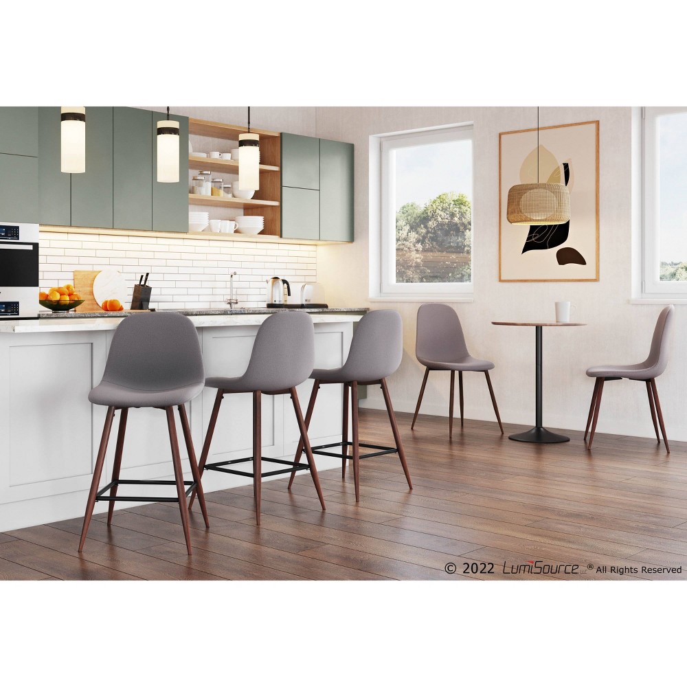 Set of 2 Pebble Mid-Century Modern Dining Chairs Walnut/Charcoal - LumiSource: Steel Frame, Upholstered, Armless