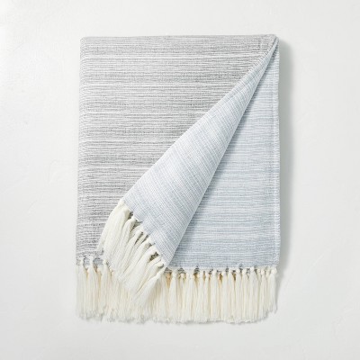 Faded Pin Stripe Gauze-Woven Throw Blanket Sterling Blue - Hearth & Hand™ with Magnolia