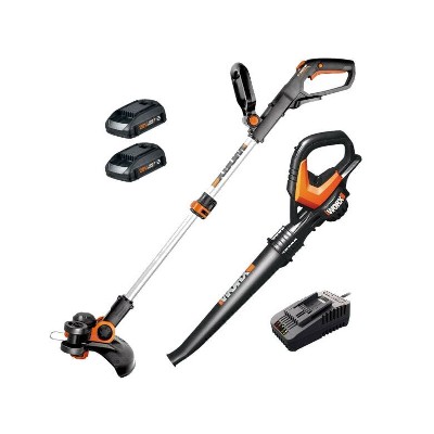 Worx Wg929 20v Power Share 12 Cordless String Trimmer & Turbine Leaf Blower  Combo (batteries & Charger Included) : Target