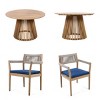 5 Piece Patio Dining Set Acacia Wood with Braided Chairs, Acacia Wood Patio Set with Cushions, Outdoor Round Table Patio Furniture Set-Koiai - 3 of 4